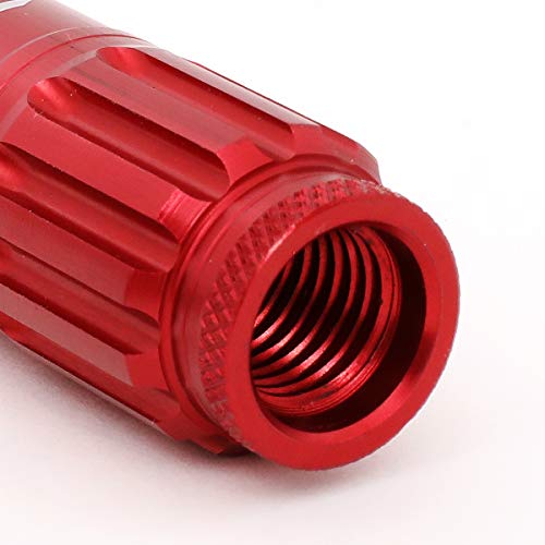 J2 Engineering 7075 Aluminum Red M12 x 1.5 16Pcs L: 80mm Spiky Cap Lug Nut w/4Pcs Lock+Key by J2 Engineering - Image 5