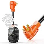 RV Surge Protector 50 Amp, 15000 J Surge RV Power Protector with LED Display, Auto Shutoff & Reset,Voltage & Temperature Protection,RV Adapter Plug for Camper, Circuit Analyzer for Travel Waterproof