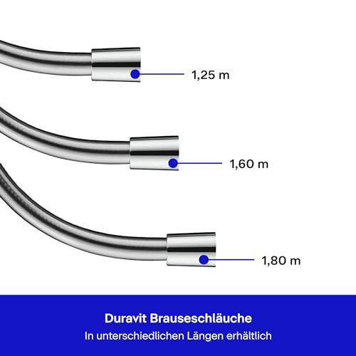 Duravit Universal Brauseschlauch, flexibler Duschschlauch 1,80 m mit Verdrehschutz, knickfest, Chrom