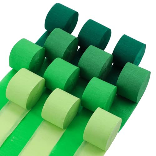 Green Crepe Paper Streamers 12 Rolls 984ft, 1.77 Inch x 82 Ft/Roll
