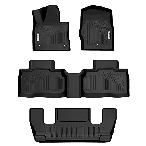 OEDRO Floor Mats Compatible with 2020-2023 Ford Explorer 6-Passenger Only, Unique Black TPE All-Weather Guard Includes 1st, 2nd and 3rd Row Full Set Liners