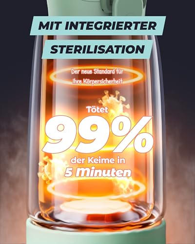 Wemoh Tragbarer Flaschenwärmer Baby für unterwegs mit Selbstreinigungsfunktion, Präzise Temperaturkontrolle & 450ml Große Kapazität, 100W Schnellaufwärmung für Muttermilch & Wasser Milchwärmer to go