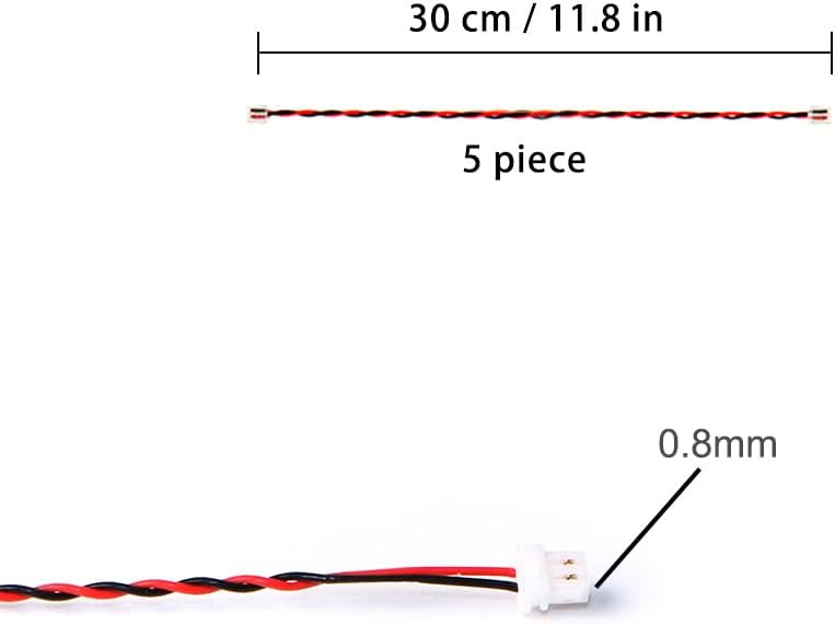 5Piece 11.8In(30CM) 0.8MM 2Pin Interface Power Cord Extension Accessory, Used for Building Block Light Accessories Lighting kit Compatible with Lego