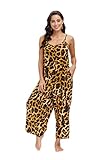 wexcen Womens Floral Printed Jumpsuits Casual Sleeveless Spaghetti Strap Rompers Wide Leg Pants with