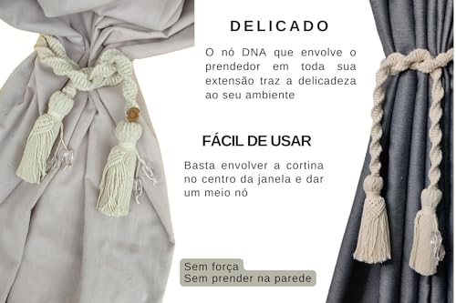 Prendedor de Cortina de Macramê Kit 2 Peças Abraçadeira de Cortina para Sala de Estar Quarto Presilh