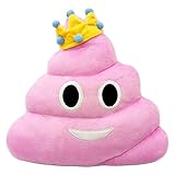 Poop Emoji Smiley Emoticon Round Cushion Pillow Stuffed Cute Plush Soft Toy Doll Dog Unicorn Pin Queen Poop Cow Pink Poop Ghost Rainbow Unicorn Rainbow Poop Car Home Office (Pink Queen Poop)