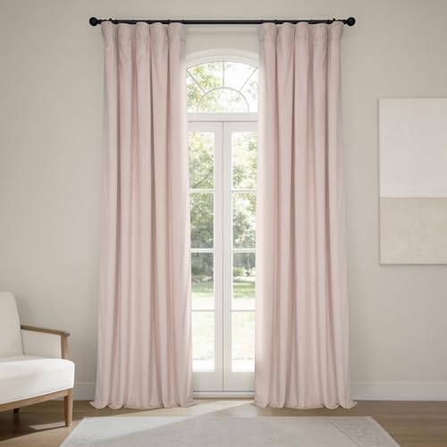 HPD Half Price Drapes Heritage Plush Velvet Curtains 96 Inches Long Room Darkening Curtains for Bedroom & Living Room 50W x 96L, (1 Panel), Light Pink by HPD Half Price Drapes - Used condition - US$16.58