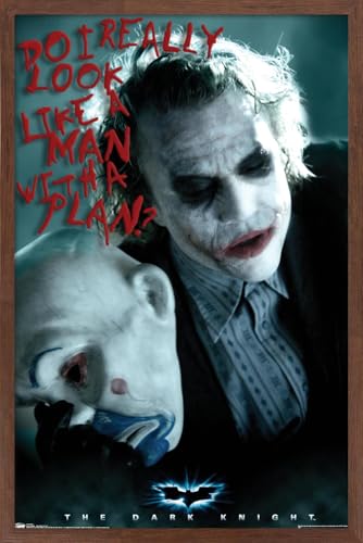 Trends International DC Comics - The Dark Knight - The Joker - Man With A Plan Wall Poster, 22.375" x 34", Mahogany Framed Version