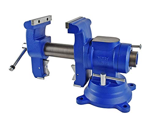 Yost Vises 750-Di Multi-Jaw Rotating Vise System | 2 In 1 Multipurpose Bench And Pipe Vise | Secure Grip With Swivel Base | Made With A Combination Of Ductile Iron & Hardened Steel | Large, Blue #TOP5