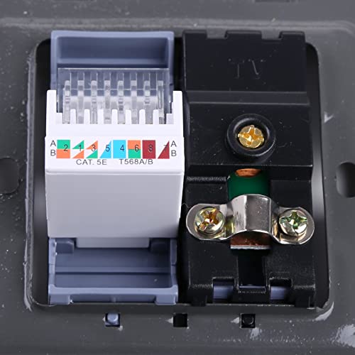 Adaptador RJ45 y toma de TV coaxial con tornillos para empotrar en pared 5