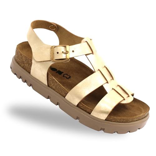 LEON Roma Women’s Italian Leather Sandals – Comfort Footbed, Made