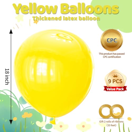 Image of Yellow Big Balloons 32pcs, 18 Inch Large Latex Giant Heavy Duty Balloons for Birthday Wedding Baby Shower Decorations