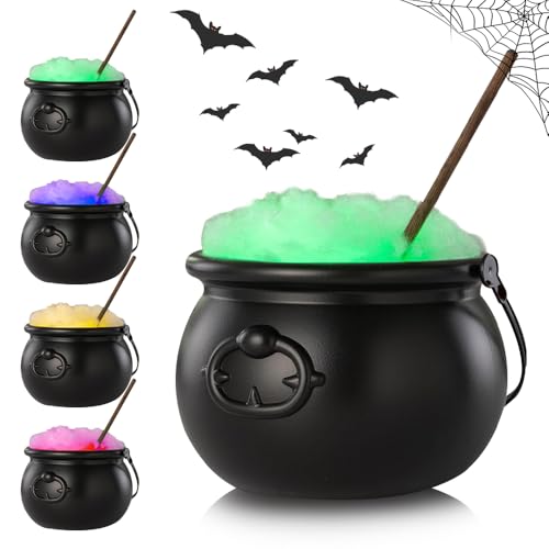 SGZIOO - SGZIOO Chaudron de sorcière, chaudron de sorcière Halloween avec fumée, lumières et bouteille magique flottante, grand chaudron de sorcière pour Halloween Décoration