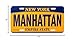 Manhattan New York Empire State Blue and Gold Souvenir License Plate for Wall or Car Decorative Display
