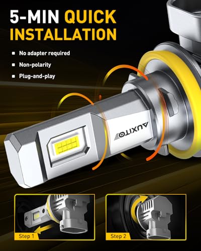 Image of AUXITO 9005 H11 LED Bulbs Combo, 100000 Lumens Ultra Bright 6500K Cool White, Canbus Ready, No Flicker, 99% Vehicle Compatibility, IP68 Waterproof, 4 Pack
