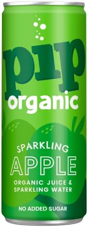 Pip Organic Sparkling Apple | Made with Organic Apples and Sparkling Water | 1 of Your 5 a Day | No Added Sugar, Sweeteners, Colouring, Flavouring or Preservatives | 250ml Cans - Pack of 24