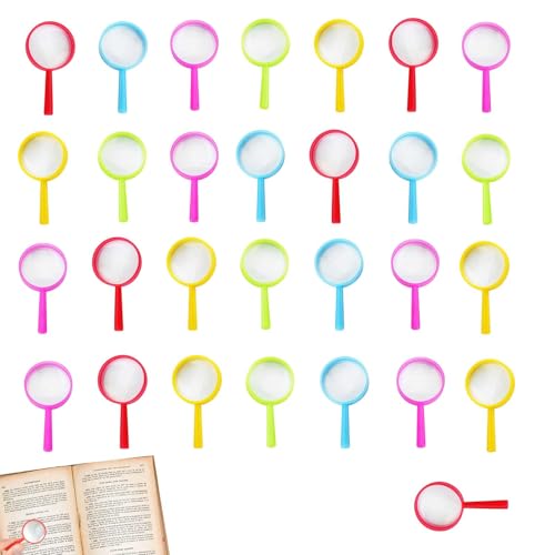 Magnifying Glass for Kids 30 Pack | 5.3cm Mini Colourful Magnifiers | Fun Pocket Toys for Party Bags, Classroom Rewards, Games, Camping, Exhibitions, Carnival Prizes & Outdoor Exploration |