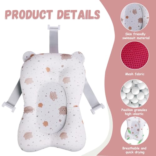 Support de bain bébé antidérapant et coussin de baignoire réglable - 4