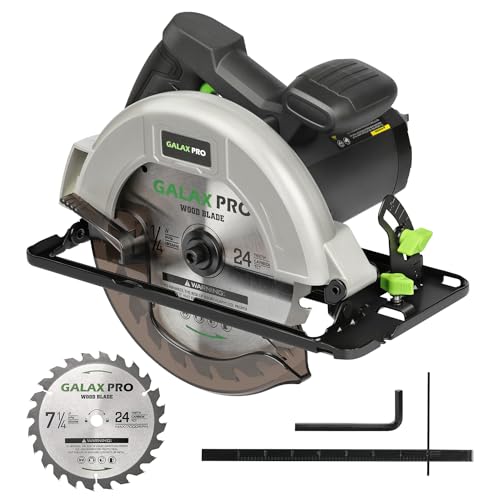 GALAX PRO 11 Amp Power Circular Saw, 6000RPM Corded Circular Saw with Adjustable Cutting Depth 2-1/2" (90°) to 1-7/8" (45°), 7-1/4 Inch Carpentry Saw Blade, Ideal for Wood, Plastic Cuts by GALAX PRO - Used condition - US$32.99