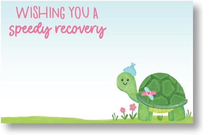 burton+BURTON Speedy Turtle Get Well Soon Enclosure Cards, Recovery Greeting Insert Cards, Pack of 50