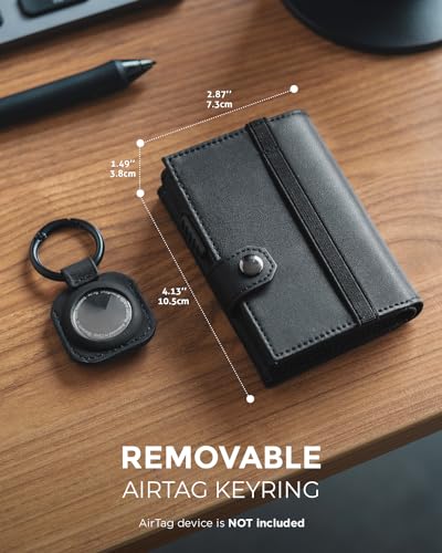 Image of VULKIT Pop up Card Wallet with AirTag Holder RFID Blocking Credit Card Holder with Banknote Compartment & ID Window for Men(New Black)