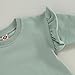 Unisex Baby Boy Girl Bubble Romper Color Block Short Sleeve Oversized Pocket T-Shirt Bodysuit Top Summer Clothes (Long Lake Green, 3-6 Months)