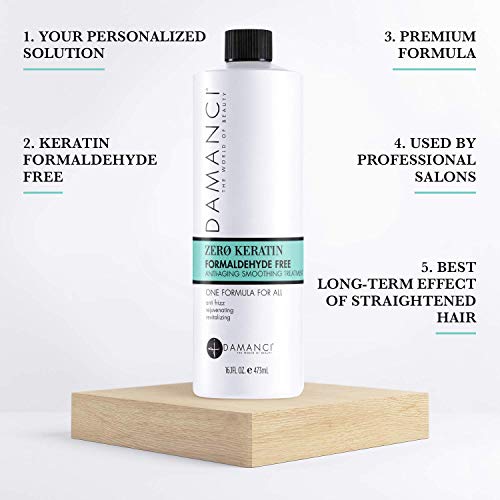 Damanci Zerø Formaldehyde-Free Keratin Hair Treatment, Brazilian Keratin Straightening Treatment, Anti Frizz, Rejuvenating, Revitalizing With Organic Coconut Oil, Stem Cell Peptides, Collagen (16 Oz) #TOP1