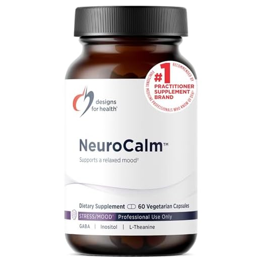 Designs for Health NeuroCalm - Serotonin + Mood Support Supplement - L-Theanine 100 mg + 5-HTP Supplement with Patented Pharma GABA, Inositol, Methylcobalamin B12 (60 Vegan Capsules)