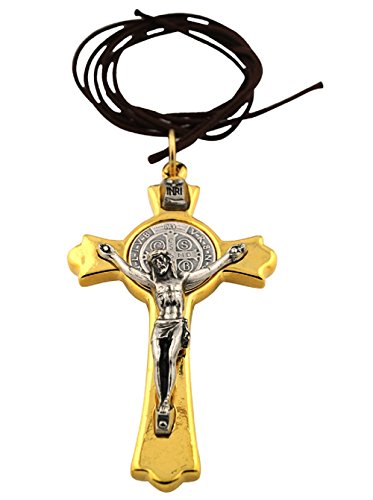 Vatican Imports Gold-Tone And Silver-Tone Metal Saint Benedict Medal Crucifix Necklace | Patron Saint Of Students And Europe | Great Catholic Gift For First Communion And Confirmation #TOP18