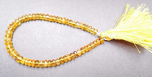 Citrine quartz naturel en perles rondelles facettées 6.5mm pour création bijoux