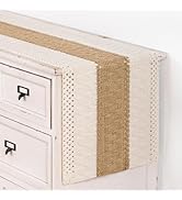 MLMC Ivory & Burlap Boho Table Runner Farmhouse Cotton Burlap Woven Table Runner 60 inch Long Rus...