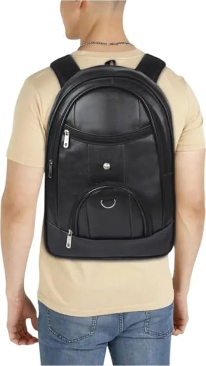 Image of Premium 40L Laptop Backpack for Men & Women | Faux Leather Office, Travel & College Bag with Padded Laptop Compartment & Organizer Pocket