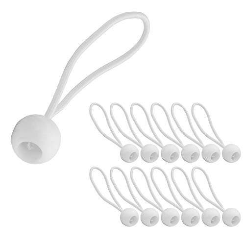 Preisvergleich Produktbild ECENCE 12x Spanngummi, Planenspanner Set, Expanderschlingen mit Kunststoff-Kugel, Zeltgummis für Planen, Pavillons, Zelte, Starke Spannkraft Weiss
