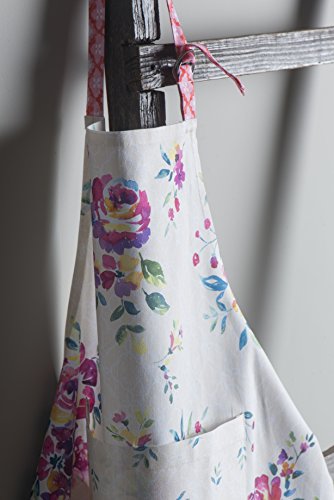 Maison D' Hermine Apron 100% Cotton 1 Piece Adjustable Neck Strap Apron With Center Pocket & Long Ties For Mothers Day Gifts, Home Kitchen, Cocktail Party, Rose Garden - Spring/Summer (27.50"X31.50") #TOP6