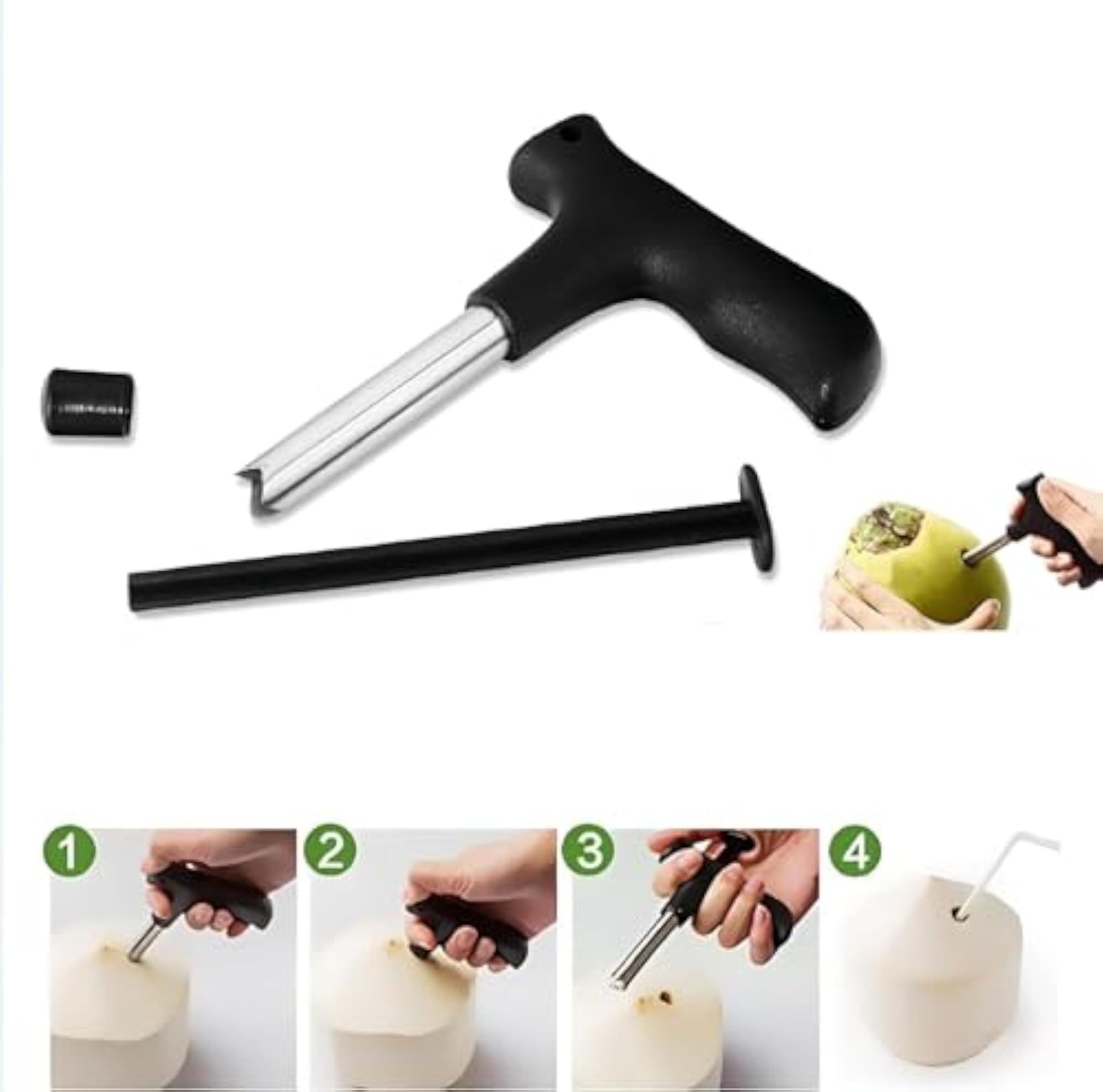 Coconut Opener, Stainless Steel Coconuts Drill Cutter