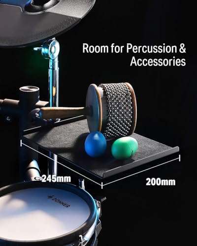 Donner Percussion Table for Drum Sets, Drum Accessory Holder Tray with Clamp On Shelf, Stable Flexible Microphone Stand with EVA Pad, Shock Absorbing, Large Surface - image 6