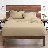 Neighbourhood Home My-100%-Certified-Giza-Cotton-Pillow-Sheet, Giza Egyptian Sheet Set Queen Size, Soft Sateen Weave, Breathable Fabric, Fits Upto 18-Inch Deep Pocket - Queen, Taupe