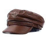Fiddler Hat Visor Beret Hat for Women Men Classic Leather Newsboy Cap Greek Fisherman Cap