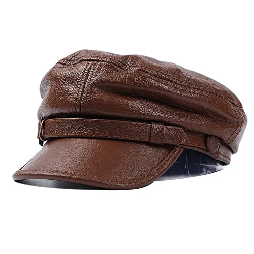 Fiddler Hat Visor Beret Hat For Women Men Classic Leather Newsboy Cap Greek Fisherman Cap #TOP5