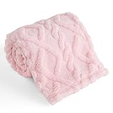 KMUSET Kids Pink Blanket for Boys Girls 30 x 40 inches, Soft Cozy Fuzzy Swaddle 3D Jacquard Throw Blanket