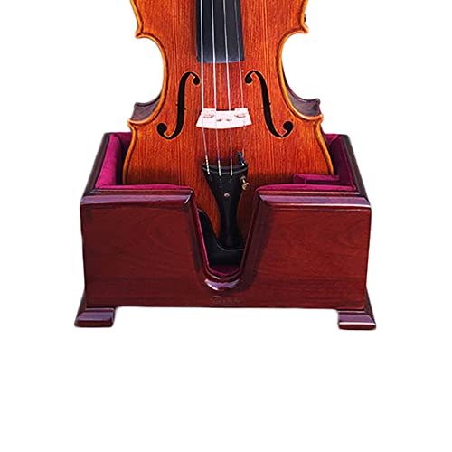 Paititi Premium Violin Stand and Bow Holder, Burgundy Solid Wood, 4/4