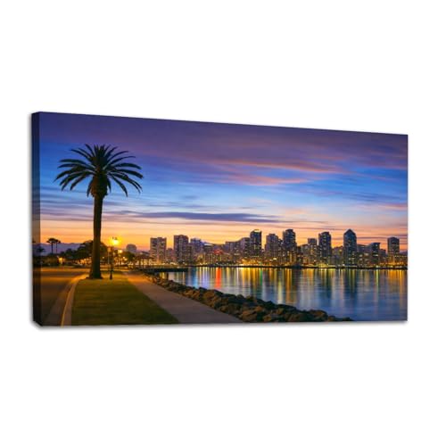 San Diego Downtown Skyline Canvas Wall Art 20x40