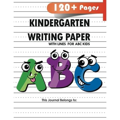 Kindergarten writing paper with lines for ABC kids: 120 Blank handwriting practice paper with dotted lines