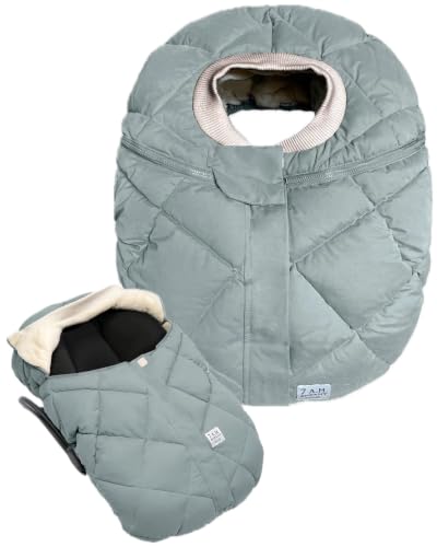 Image of 7AM Enfant Car Seat Covers - Cocoon Baby Cover for Boys & Girls, Rain & Snow Repellent, Breathable Windproof, Center Zipper, Universal Fit for Infant Car Seat (0-12M)