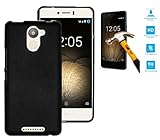  Todobarato24h Funda TPU Lisa Compatible con BQ Aquaris U Plus Negra + Protector de Cristal Templado