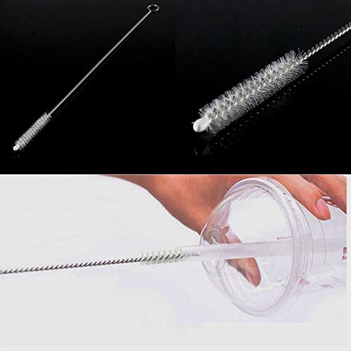 Image of YTM 12 Pcs Stainless Steel Nylon Thin Pipes Drinking Straw Cleaning Brushes | Test Cleaning Brush Nylon Bristles |Sliver-White Pack of 12
