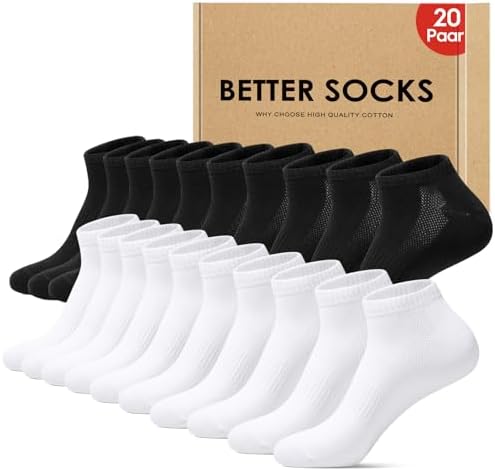 Falechay 10 Paar Sneaker Socken Herren Damen Baumwolle Kurze Sneakersocken | Halbsocken,Sportsocken,Unisex Socks,Schwarz Weiß Grau