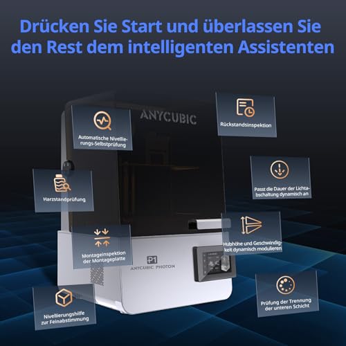 Anycubic Photon P1 Resin 3D Drucker, 14K LCD 3D Druck mit Auto-Leveling & Intelligenter Heizung, Wave-Release-Tech, Präzisionsgeschliffene Stahl-Bauplatte, Bauvolumen 223x126x230mm