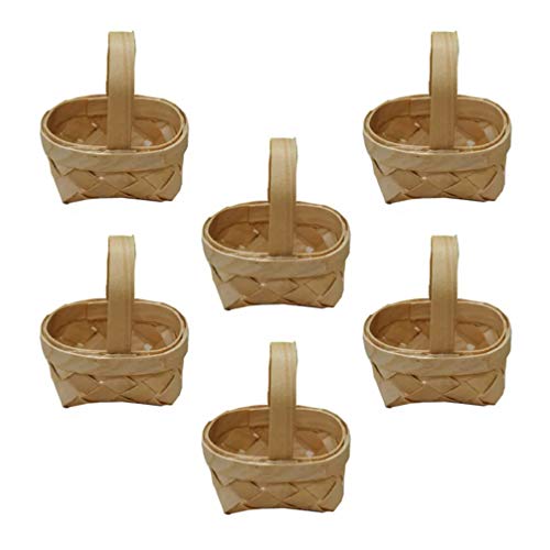 Hemoton Handmade Mini Candy Storage Basket Wooden Chips Basket for Wedding Birthday Christmas