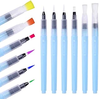 Water Colour Brush Pens, Wisdompro Set of 6 Watercolour Paint Pens with Nylon Brush Tips for Watercolour Painting, Water Soluble Colour Lead and Calligraphy - Light Blue